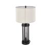 Table Lamps Set of 2, Dimmable Farmhouse Bedside Nightstand Lamps, Vintage Lamp with LED Bulb and Linen Shades, Bedside Lamp with USB C+A Ports & AC
