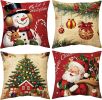Christmas Pillow Covers 18x18 inch Set of 4, Christmas Decorations Cushion Covers, Xmas Pillow Covers, Pillowcases Throw Pillow Covers for Sofa Couch