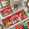 Merry Christmas Kitchen Rugs and Mats Set of 2, Winter Xmas Holiday Home Kitchen Decor Floor Mats, Washable Non-Slip Sink Carpet (Christmas Family 17