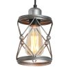 Industrial Pendant Lighting for Kitchen Island, Rustic Mini Cage Pendant Light, Farmhouse Pendant Lamp with Silver Grey[Unable ship weekends, TK/TEMU