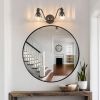 20 Inch 2-Light Vintage Bathroom Wall Sconce – Elegant Black Metal and Glass Lampshade Vanity Light Fixture for Bathroom, Hallway, or Bedroom (Bulb N