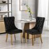 Furniture, Collection Modern, High-end Tufted Solid Wood Contemporary Velvet Upholstered Dining Chair with Golden Stainless Steel Plating Legs,Nailhe