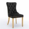 Furniture, Collection Modern, High-end Tufted Solid Wood Contemporary Velvet Upholstered Dining Chair with Golden Stainless Steel Plating Legs,Nailhe
