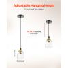 1-Light Pendant Light, 2 Pack, Kitchen Island Lights with Clear Glass Shade & Hanging Cord, Black and Gold Finish, Adjustable Height, Pendant Lightin
