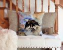 Eagle Throw Pillow Machine Washable, Indoor Outdoor Decorative Pillow for Couch, Bed or Patio, 14Hx14W