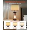 Table Lamps Set of 2, Dimmable Farmhouse Bedside Nightstand Lamps, Vintage Lamp with LED Bulb and Linen Shades, Bedside Lamp with USB C+A Ports & AC