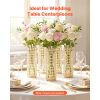 16 PCS Crystal Wedding Flower Vase, 10.24 in Tall Flower Table Centerpieces, Crystal Cylinder Banquet Vases Easy Installation, Versatile Arrangement