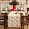 13x108 Inch Soft Plush Faux Fur Jacquard Beige Christmas Tree Table Runner, Seasonal Autumn Kitchen Dining Table Decoration for Home Party Decor ZR00