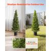 Artificial Topiary Cedar Trees, 48 inch 2 Set Faux Pine Shrubs Plants, Fake Silk Tree Look Real, Easy Assembly for Decor Front Porch Outdoor Patio Ga