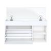 Entryway Bench with Shoe Storage,Adjustable 3-Tier Flip-Up Drawers & Hidden Cabinet,Space-Saving Shoe Organizer,Triple Storage and Modern Design,for