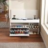 Entryway Bench with Shoe Storage,Adjustable 3-Tier Flip-Up Drawers & Hidden Cabinet,Space-Saving Shoe Organizer,Triple Storage and Modern Design,for