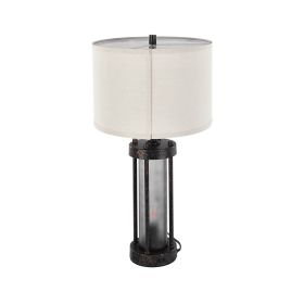 Table Lamps Set of 2, Dimmable Farmhouse Bedside Nightstand Lamps, Vintage Lamp with LED Bulb and Linen Shades, Bedside Lamp with USB C+A Ports & AC