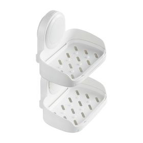Soap Holder for Shower, Double Layer with Suction Cup, Wall Mounted NO-Drilling, Strong Suction Bar Soap Sponge Holder, Self Draining Soap Saver