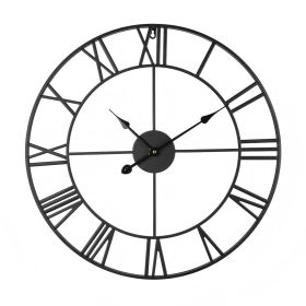 Wall Clock, 24 in Wall Clock Roman Numerals, Battery Operated Non Ticking Silent Classic Decorative Round Clocks, for Living Room Bedroom Office Kitc