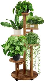 5 Tiered Tall Plant Stand for Indoor, Wood Plant Shelf Corner Display Rack, Multi-tier Planter Pot Holder Flower Stand for Living Room Balcony Garden