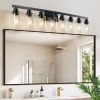 51" Black 8-Light Vanity Light with Clear Glass Shades, Modern Iron Metal Bathroom Wall Fixture for Mirror, Ideal for Bathroom and Dressing Table (No
