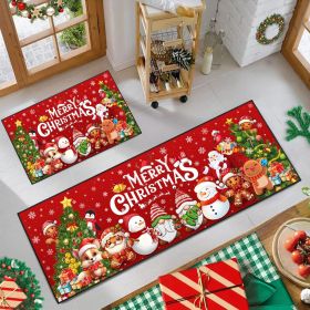 Merry Christmas Kitchen Rugs and Mats Set of 2, Winter Xmas Holiday Home Kitchen Decor Floor Mats, Washable Non-Slip Sink Carpet (Christmas Family 17