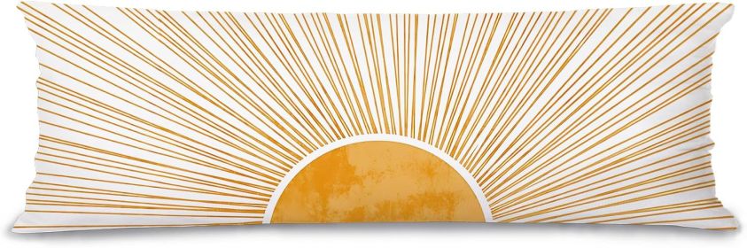 Boho Sun Sunshine 20x54 inches Body Pillow Decorations Cover Case, Mid Century Modern Boho Horizontal Sunset Sunrise Decorative Long Hug Pillow Cases