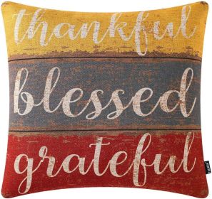 TRENDIN Fall Pillow Cover 18x18 inch Thankful Blessed Grateful Throw Pillow Cover for Autumn Decor Farmhouse Decorations Decorative Cushion Cover for