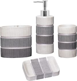 Home 4pc Modern Line Modern Bathroom Accessories Set Modern Soap Dispenser, Tumbler