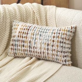 Aeckself Boho Chenille Tufted Pillow Cover 12 x 20 Inch, Rectangle Decorative Lumbar Throw Pillow Cover Neutral Pillowcase for Couch Bedroom Living R