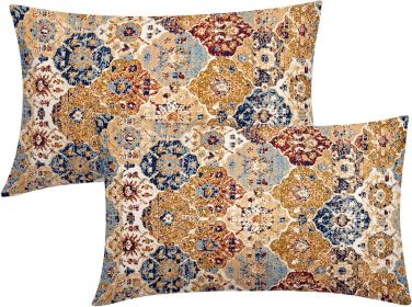 Gold Orange Navy Red Vintage Bohemian Lumbar Pillow Covers 12X20 In Yellow Beige Blue Boho Rug Oriental Carpet Pillowcases Set 2 Antique Tapestry Rus