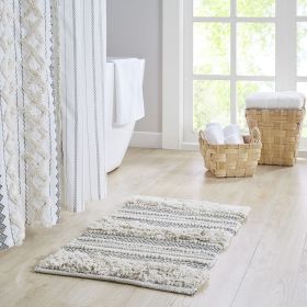 Woven Texture Stripe Bath Rug Grey 20x32"