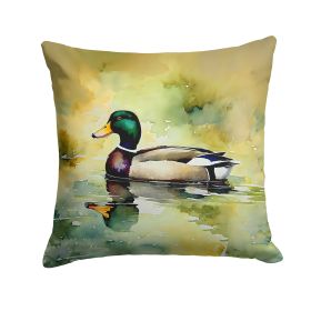 Mallard Throw Pillow Machine Washable, Indoor Outdoor Decorative Pillow for Couch, Bed or Patio, 14Hx14W