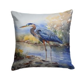 Blue Heron Throw Pillow Machine Washable, Indoor Outdoor Decorative Pillow for Couch, Bed or Patio, 14Hx14W
