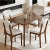 5-piece dining table set, modern table and chairs, kitchen set, living room set, cream white