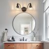 20 Inch 2-Light Vintage Bathroom Wall Sconce – Elegant Black Metal and Glass Lampshade Vanity Light Fixture for Bathroom, Hallway, or Bedroom (Bulb N