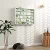 5-Tier White Display Cabinet with Glass Doors & Adjustable Shelves, Wall-Mounted