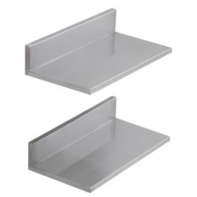 8.6" x 16" Stainless Steel Shelf, Wall Mounted Floating Shelving with Backsplash, 44 lbs Load Capacity Commercial Shelves, Heavy Duty Storage Rack fo