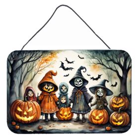 NEW Trick or Treaters Spooky Halloween Wall or Door Hanging Prints Aluminum Metal Sign Kitchen Wall Bar Bathroom Plaque Home Decor, 8HX12W, Multicolo