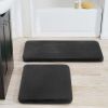 2 Piece Gray Faux Rabbit Fur Bath Rug Set, 17" x 24 & 20" x 30"