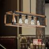 (Same as W1340111207/L1011) 32" Walnut Industrial Farmhouse Rectangle Pendant Light, 5-Light Chandelier for Dining Room, Kitchen Island, Cafe Decor (