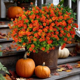 Artificial Autumn Outdoor Flowers, Simulated Chrysanthemums - 12 Bundles of UV-Resistant, Fade-Resistant Artificial Plastic Plants for Garden, Porch,