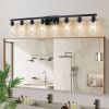 51" Black 8-Light Vanity Light with Clear Glass Shades, Modern Iron Metal Bathroom Wall Fixture for Mirror, Ideal for Bathroom and Dressing Table (No