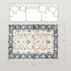 Machine Washable Area Rug 4x6, Non-Slip Boho Floral Print Floor Carpet for Living Room, Bedroom, Dining Room, Blue