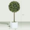 Lifelike Artificial Plants Set of 2, Fake Boxwood Topiary Balls with 114 PE Leaves for Home or Office Decor, Green