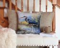 Blue Heron Throw Pillow Machine Washable, Indoor Outdoor Decorative Pillow for Couch, Bed or Patio, 14Hx14W