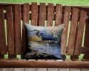Blue Heron Throw Pillow Machine Washable, Indoor Outdoor Decorative Pillow for Couch, Bed or Patio, 14Hx14W