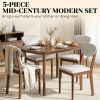 5-piece dining table set, modern table and chairs, kitchen set, living room set, cream white