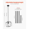 1-Light Black Pendant Light, 1 Pack, Farmhouse Iron Cage Metal Pendant Lighting with Clear Glass Shade, Adjustable Height Hanging Ceiling Lighting fo