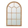 34 x 54.3" Large Arched Accent Mirror with Brown Frame with Decorative Window Look Classic Architecture Style Solid Fir Wood Interior Decor