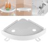 Bathroom Wall Corner Shelf Organizer, Kitchen Corner Storage Rack Non-Marking Shelf with Hooks, Easy to Install (White, One Size)