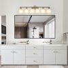 39" Modern 6-Light Vanity Wall Sconce, Golden Finish with Frosted Glass Shades for Bathroom or Hallway Lighting (No Bulbs)