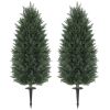 43.3 Inch Set of 2 Artificial Cypress Topiary Tree, Indoor Outdoor UV Resistant Faux Plants with Ground Stake for Garden