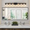 51" Black 8-Light Vanity Light with Clear Glass Shades, Modern Iron Metal Bathroom Wall Fixture for Mirror, Ideal for Bathroom and Dressing Table (No