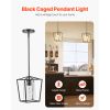 1-Light Black Pendant Light, 1 Pack, Farmhouse Iron Cage Metal Pendant Lighting with Clear Glass Shade, Adjustable Height Hanging Ceiling Lighting fo